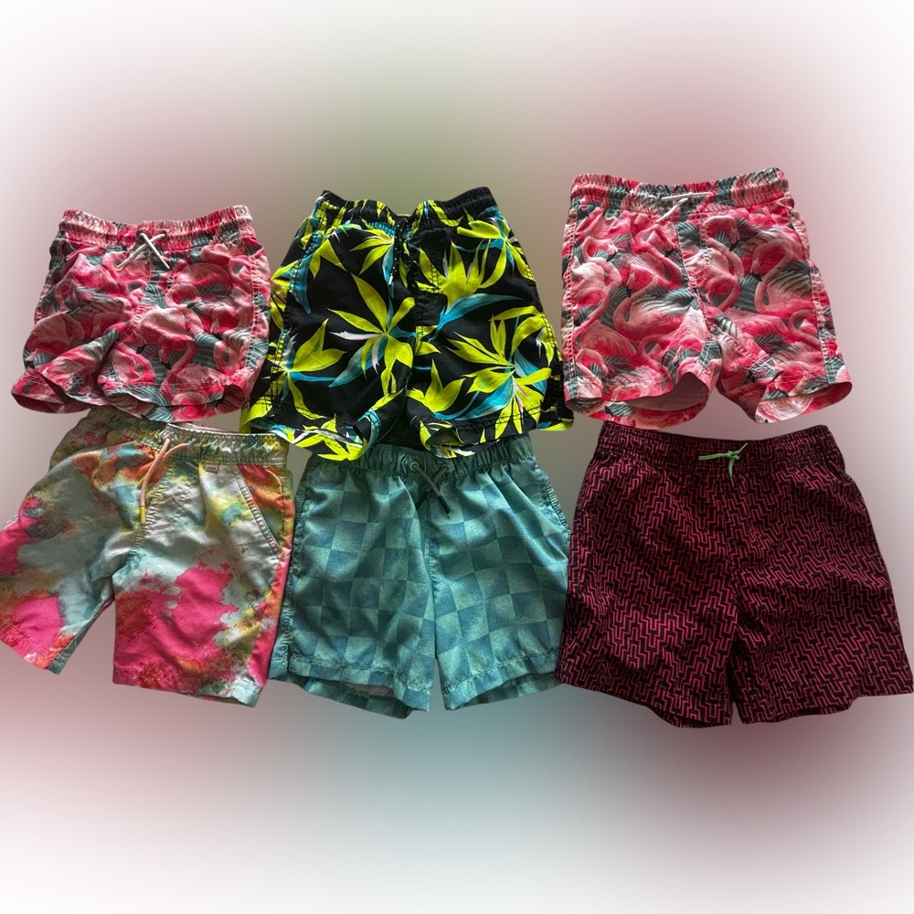 6 boys swim shorts plus one swim shirt youth XS- S